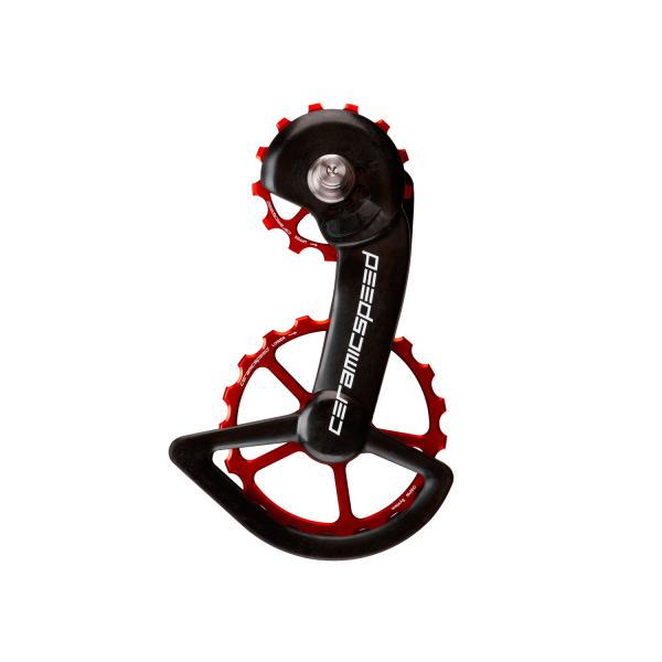 CeramicSpeed OSPW Shimano 9100/9150/8000SS/8050SS Oversized aizmugurējā pārslēdzēja rullīši ar kāju | Standard | Red