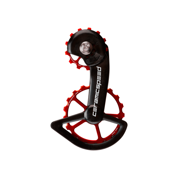 CeramicSpeed OSPW Shimano 9100/9150/8000SS/8050SS Oversized aizmugurējā pārslēdzēja rullīši ar kāju | Coated | sarkans