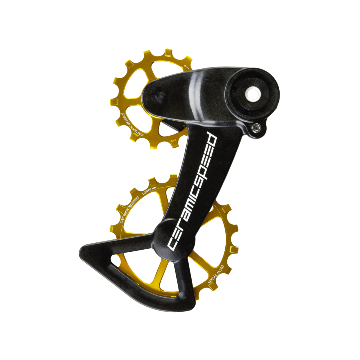 CeramicSpeed OSPW SRAM Eagle AXS Oversized aizmugurējā pārslēdzēja rullīši ar kāju | Standard | Zelts