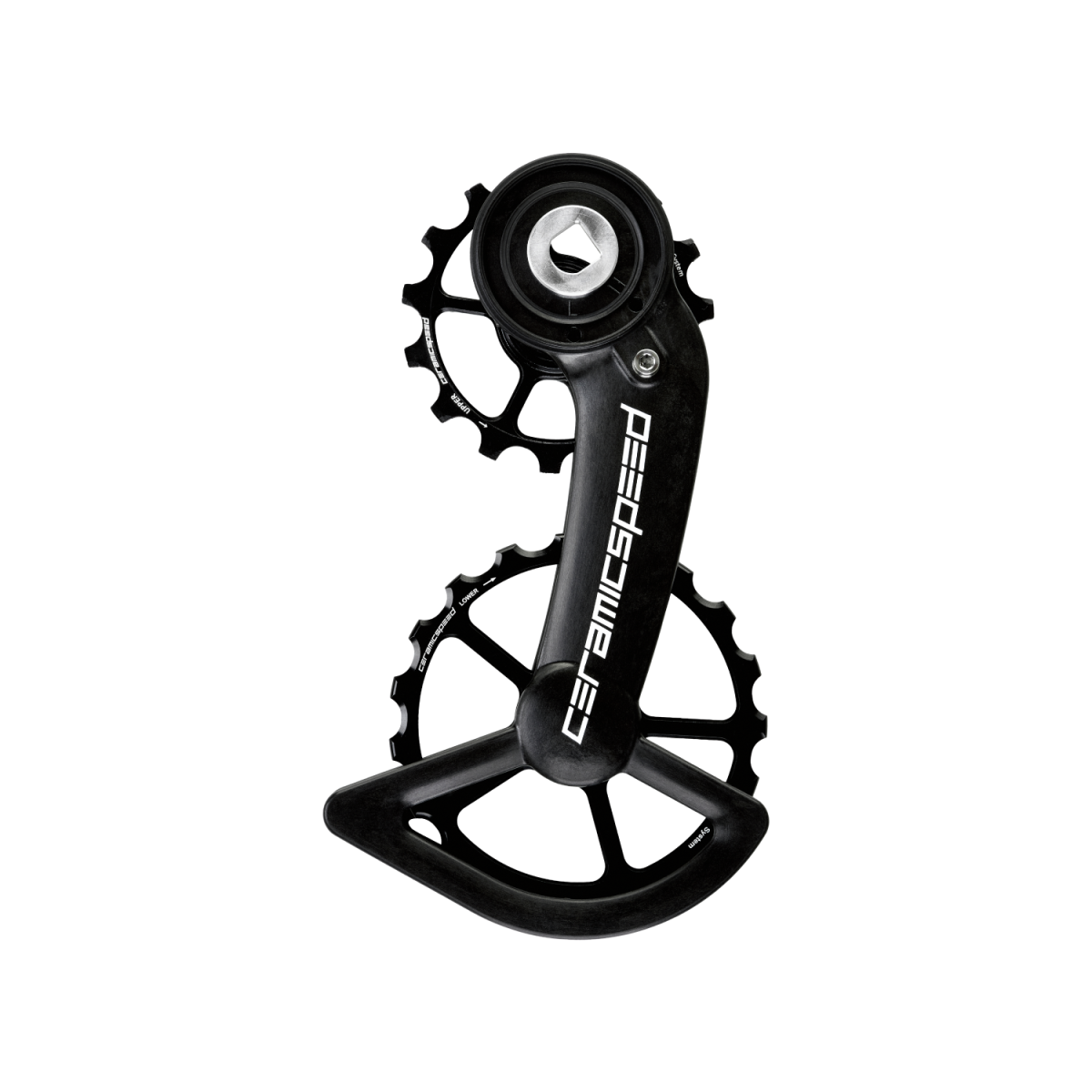 CeramicSpeed OSPW SRAM Red/Force AXS Oversized aizmugurējā pārslēdzēja rullīši ar kāju | Coated | melns