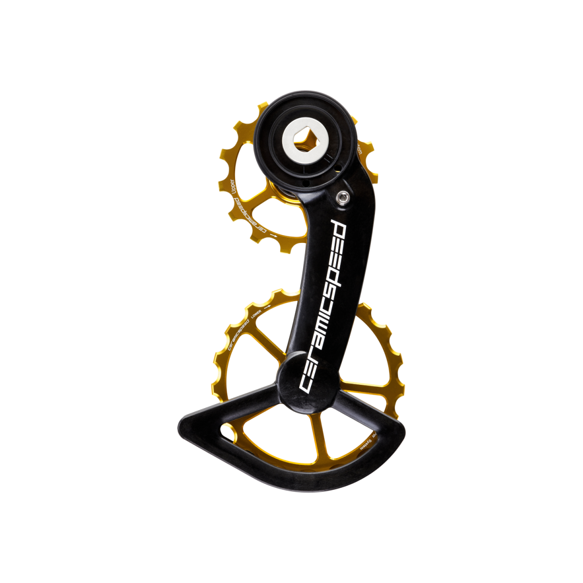 CeramicSpeed OSPW SRAM Red/Force AXS Oversized aizmugurējā pārslēdzēja rullīši ar kāju | Standard | Gold