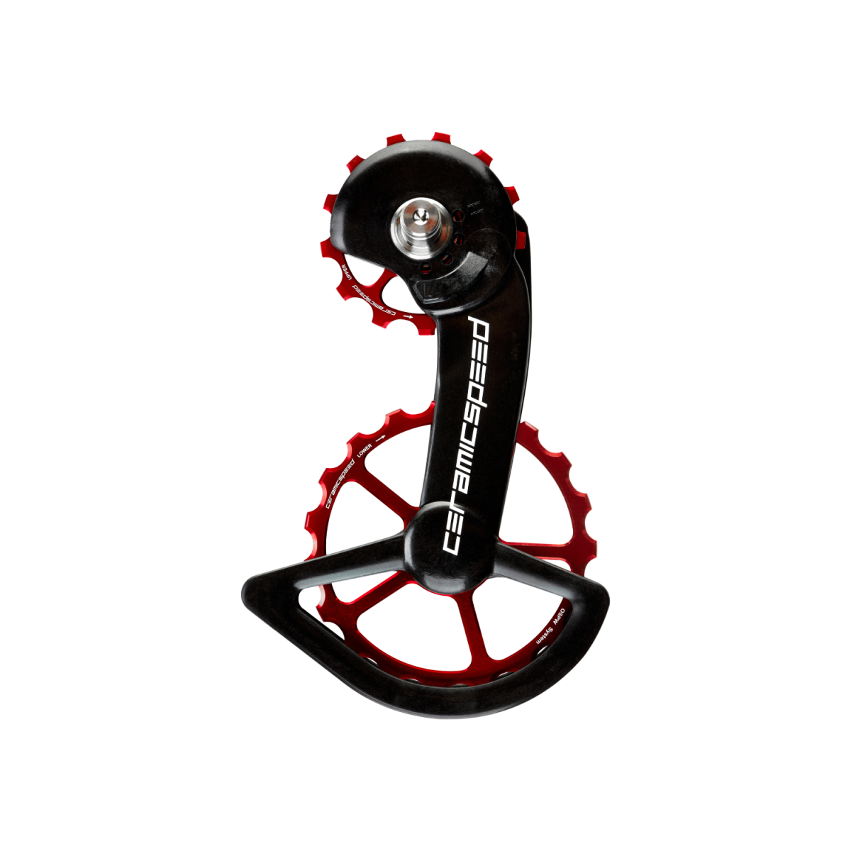 CeramicSpeed OSPW Dura Ace 9250 - Ultegra 8150 Oversized aizmugurējā pārslēdzēja rullīši ar kāju | Coated | sarkans