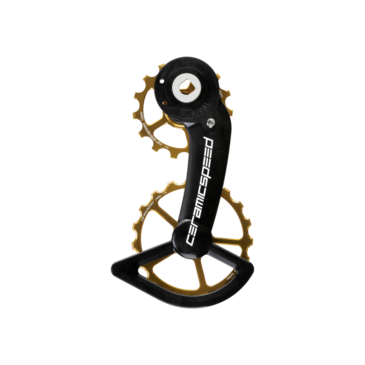 CeramicSpeed OSPW SRAM Rival AXS Oversized aizmugurējā pārslēdzēja rullīši ar kāju | Standard | Gold