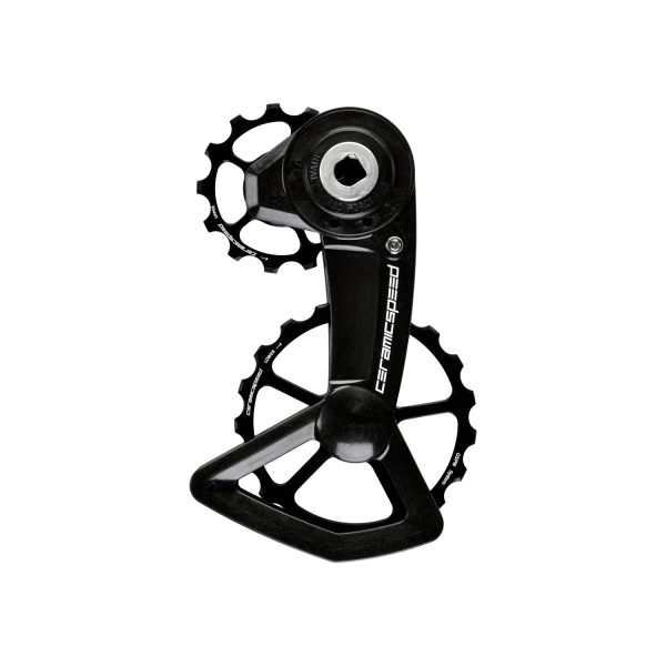 CeramicSpeed OSPW X SRAM AXS XPLR Oversized aizmugurējā pārslēdzēja rullīši ar kāju | Coated | melns