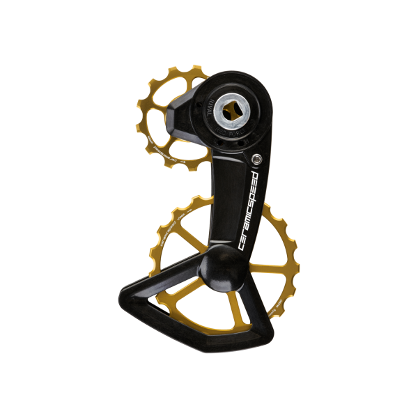CeramicSpeed OSPW X SRAM AXS XPLR Oversized aizmugurējā pārslēdzēja rullīši ar kāju | Coated | Zelts