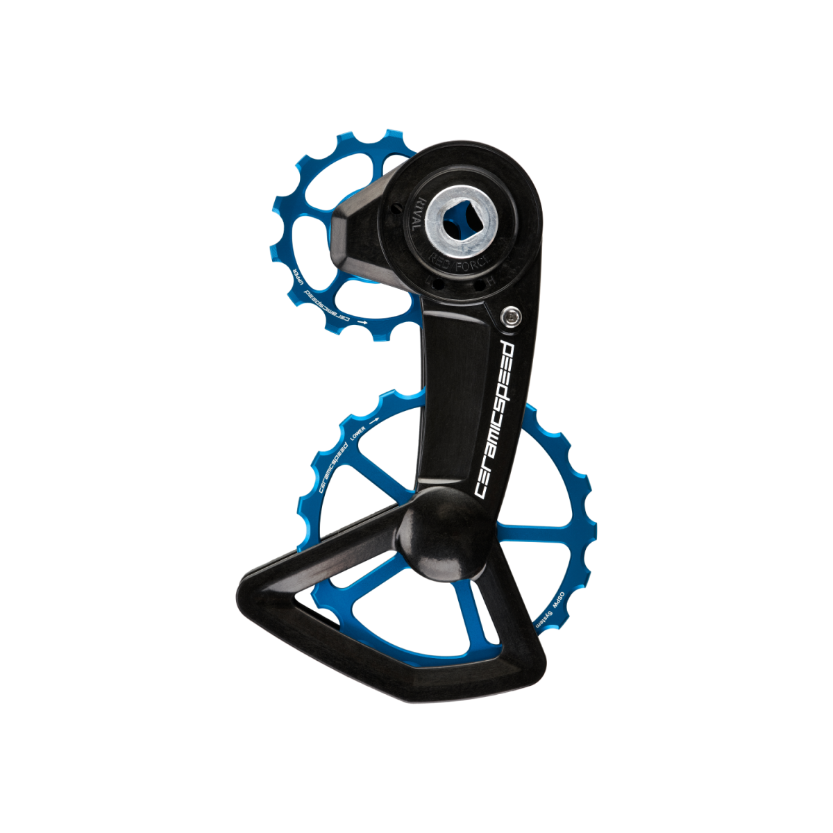 CeramicSpeed OSPW X SRAM AXS XPLR Oversized aizmugurējā pārslēdzēja rullīši ar kāju | Standard | Zila