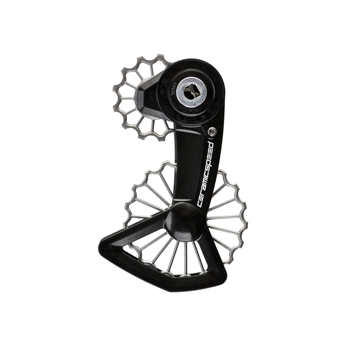 CeramicSpeed OSPW X 3D Ti SRAM AXS XPLR Oversized aizmugurējā pārslēdzēja rullīši ar kāju | Coated | Titāns