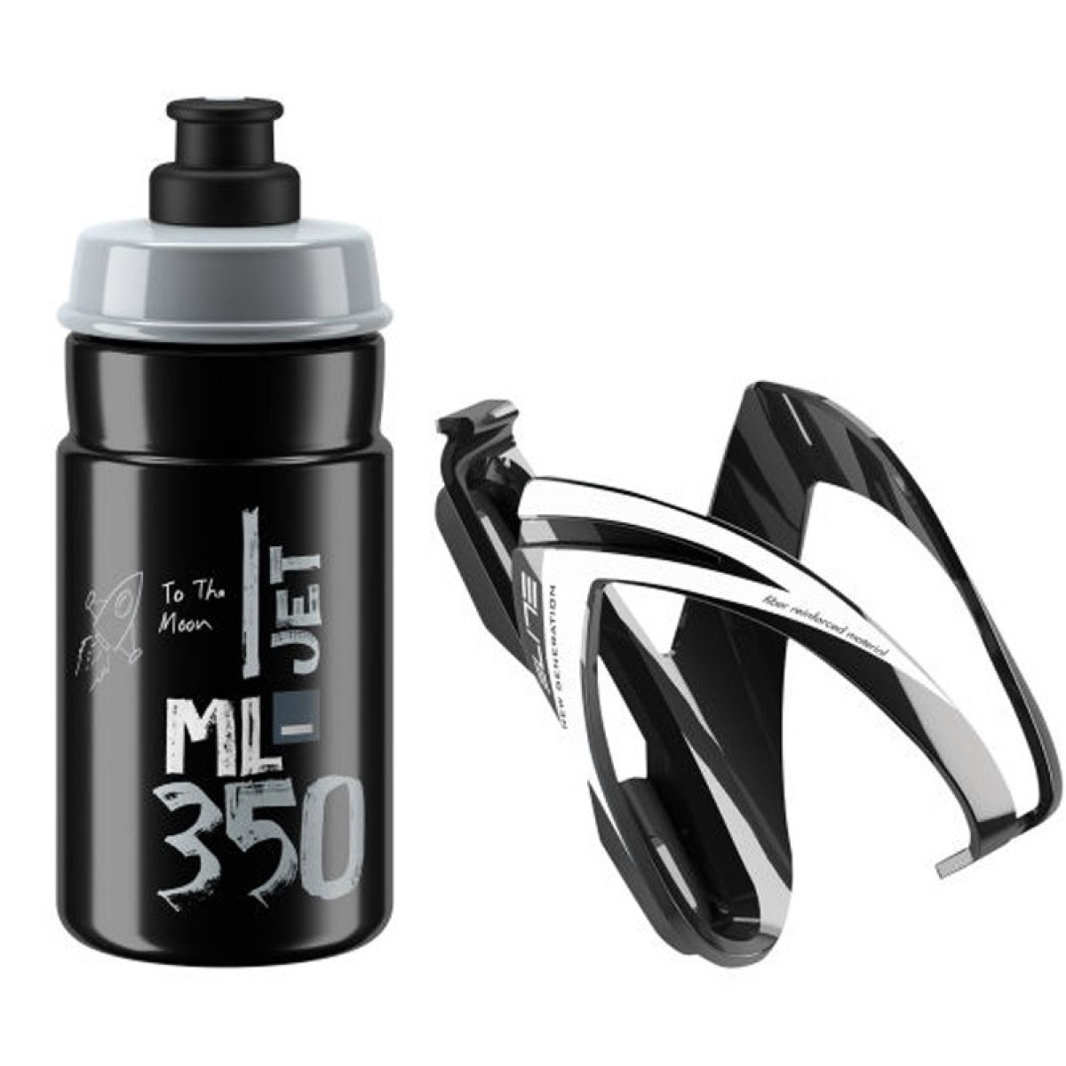 Elite Kit Ceo pudele + pudeles turētājs 350 ml | Melna - balta grafika