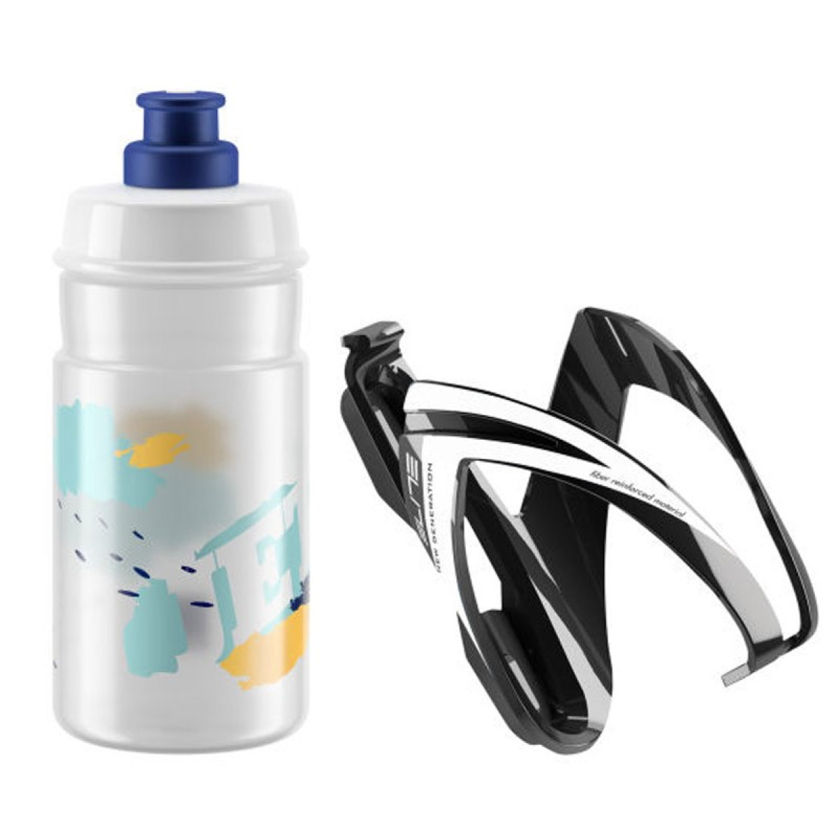 Elite Kit Ceo pudele + pudeles turētājs 350 ml | Caurspīdīga - zila grafika