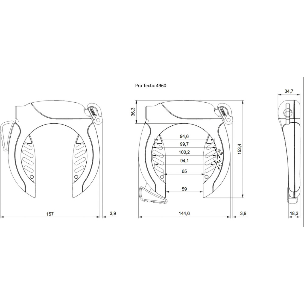 Abus Pro Tectic 4960 NR Black + 6KS/85 un ST5850 rāmja slēdzene