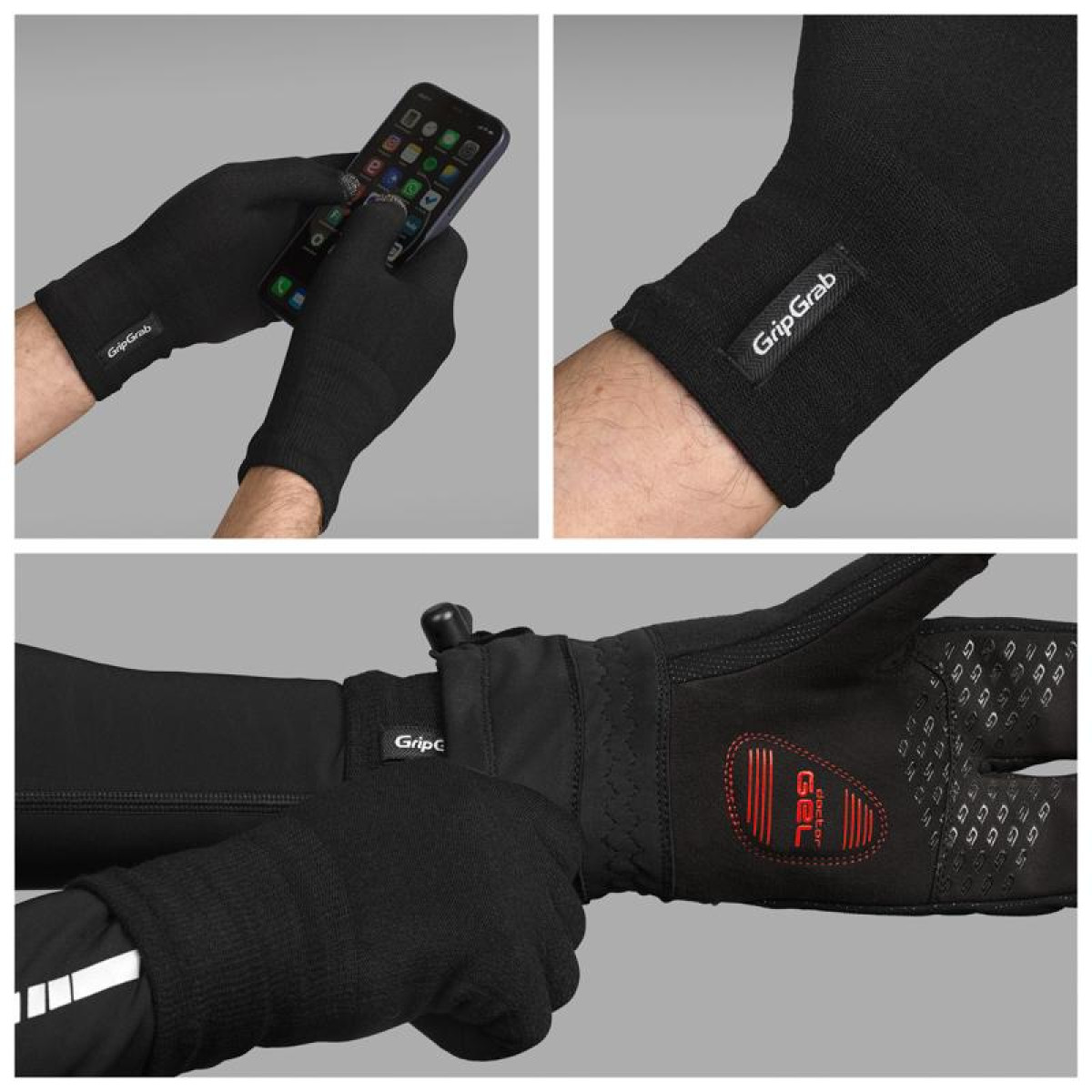 GripGrab Merino Liner cimdi | Melni