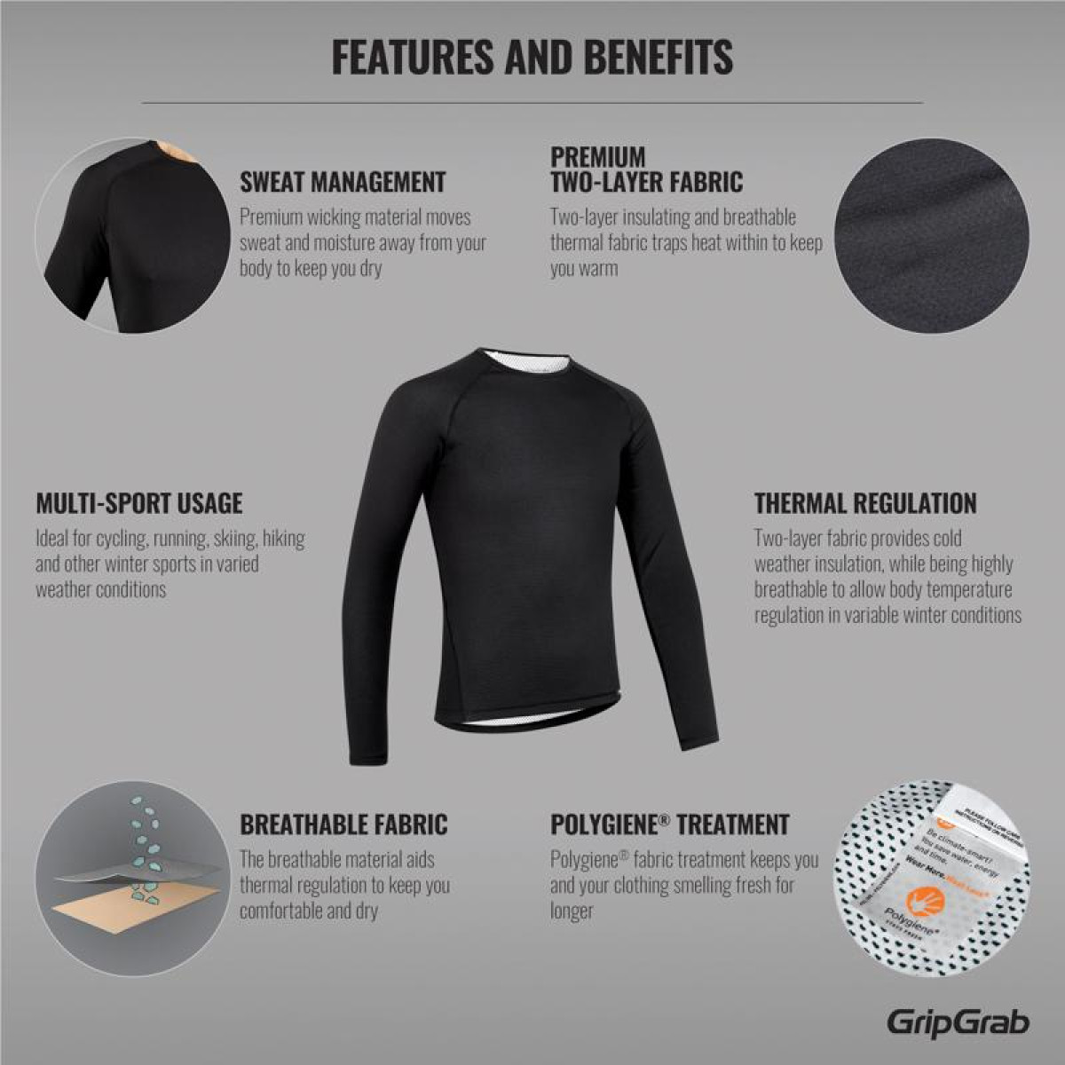 GripGrab Ride Thermal Long Sleeve krekls | Black