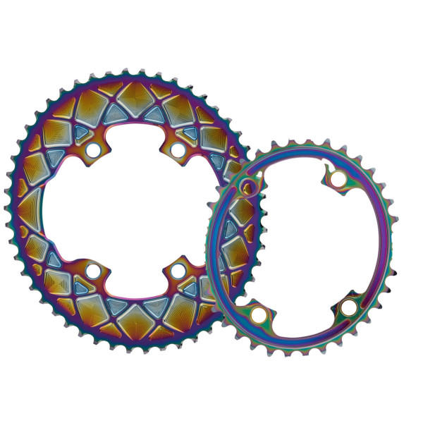 AbsoluteBlack Road Oval Premium Shimano 9100/8000/7000 zobrats | 110 BCD | 2x12/11/10 ātrumu | Rainbow