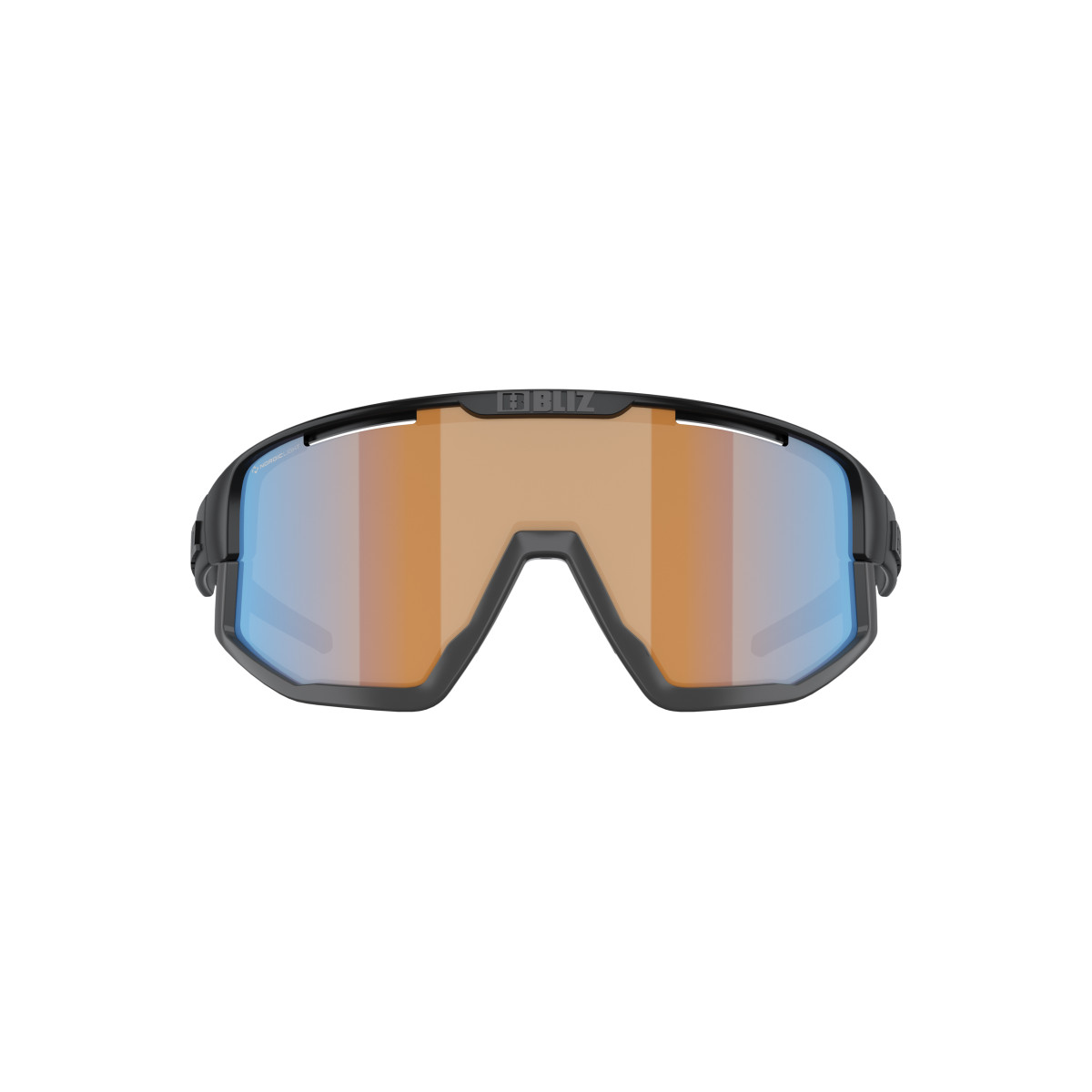 BLIZ Fusion Small saulesbrilles | Nano Optics - Nordic Light | Matte Black - Coral Orange Blue