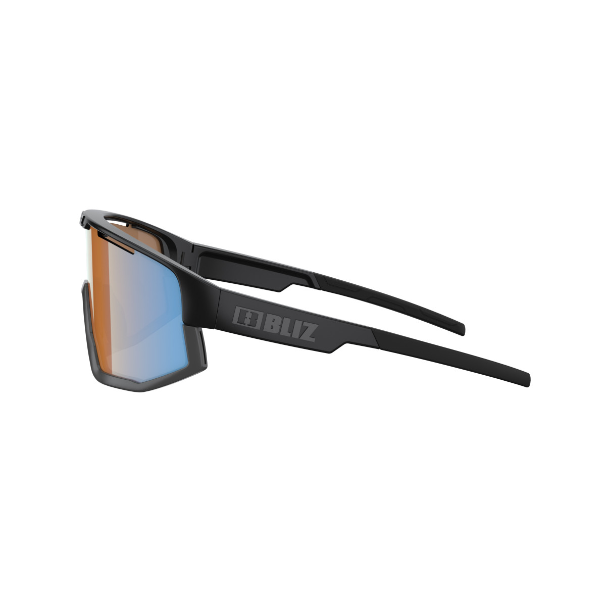 BLIZ Fusion Small saulesbrilles | Nano Optics - Nordic Light | Matte Black - Coral Orange Blue