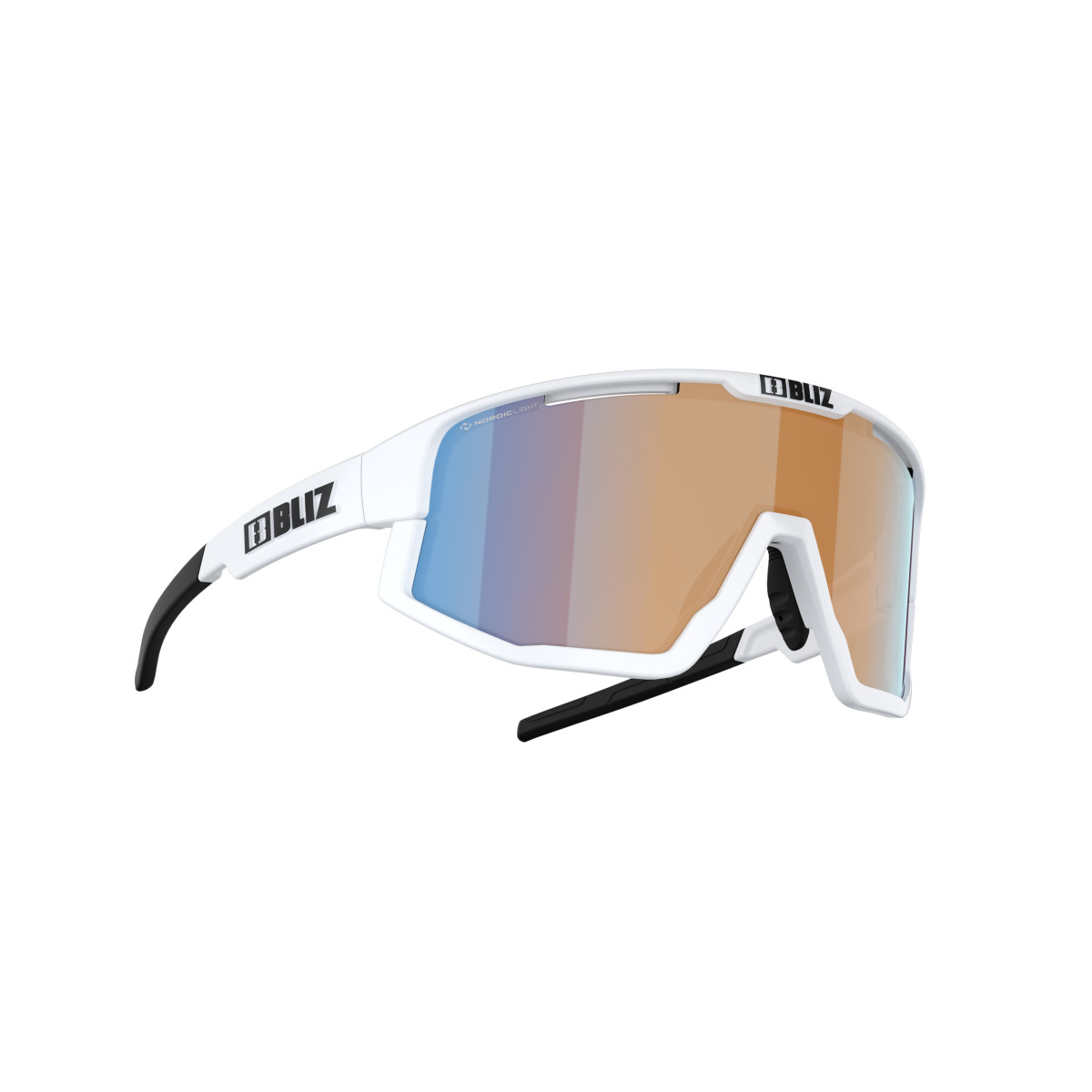 BLIZ Fusion Small saulesbrilles | Nano Optics - Nordic Light | Matte White - Coral Orange Blue