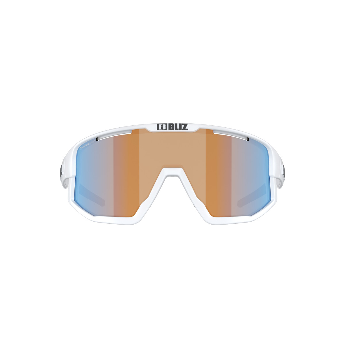BLIZ Fusion Small saulesbrilles | Nano Optics - Nordic Light | Matte White - Coral Orange Blue
