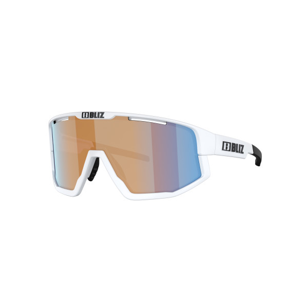 BLIZ Fusion Small saulesbrilles | Nano Optics - Nordic Light | Matte White - Coral Orange Blue