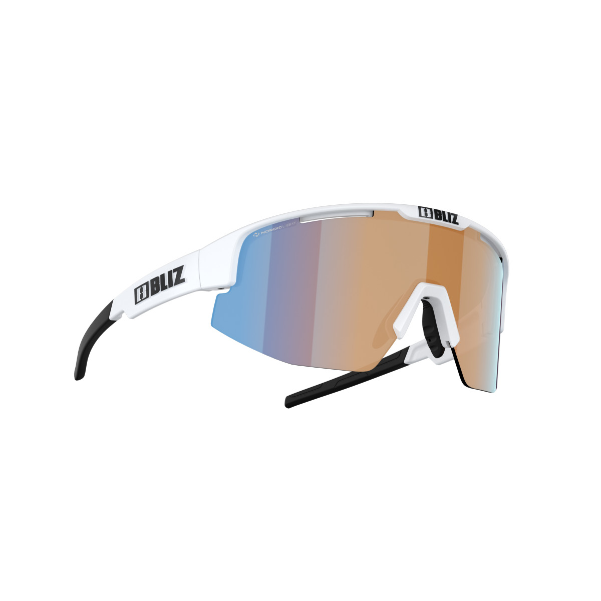 BLIZ Matrix Small saulesbrilles | Nano Optics - Nordic Light | Matte White - Coral Orange Blue