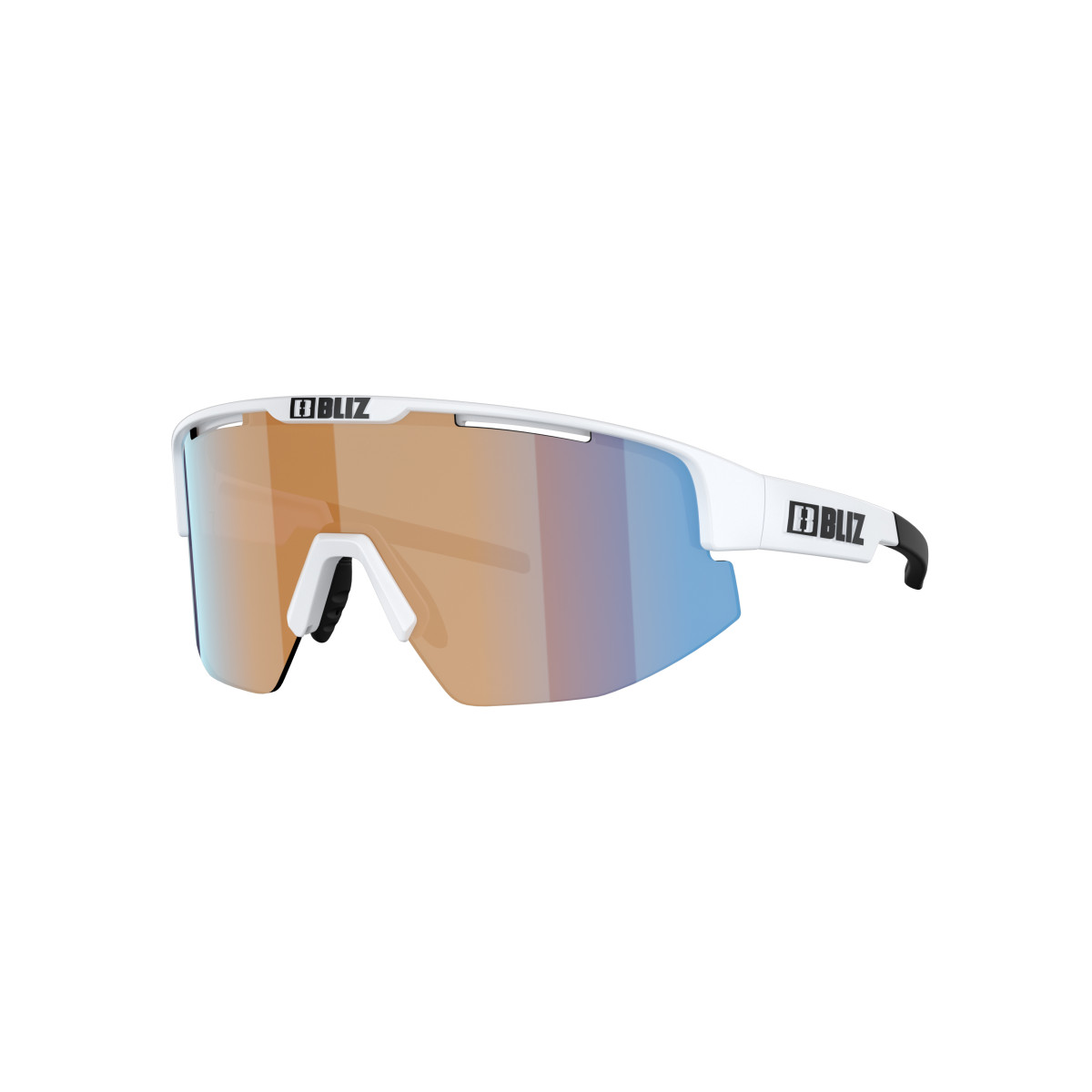 BLIZ Matrix Small saulesbrilles | Nano Optics - Nordic Light | Matte White - Coral Orange Blue