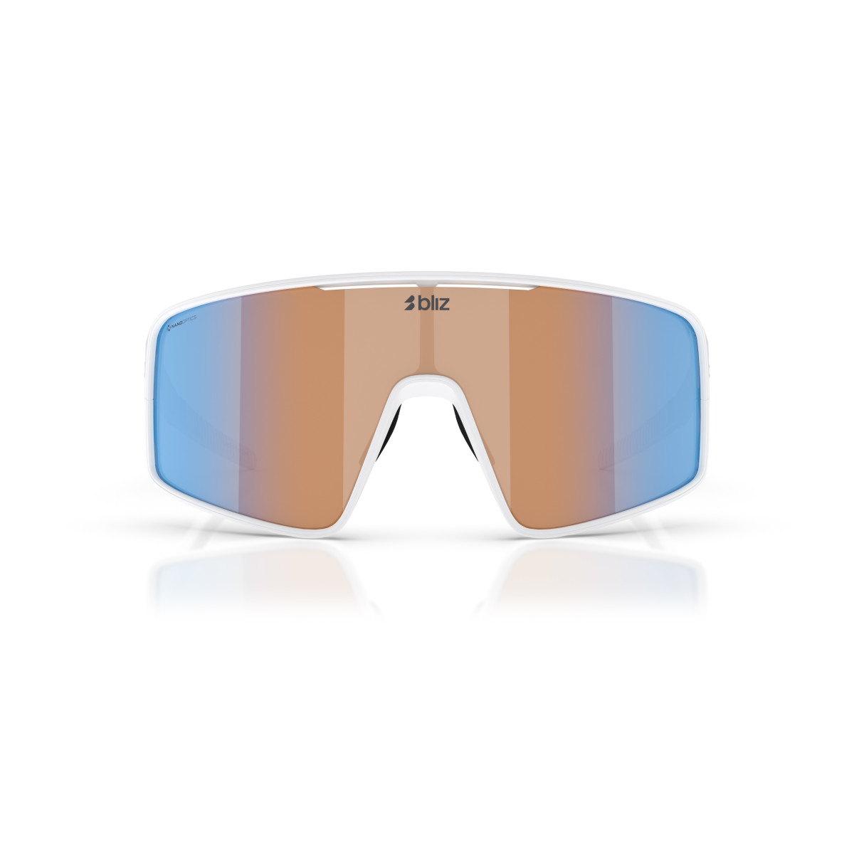 BLIZ P001 Small saulesbrilles | Nano Optics - Nordic Light | Matte White - Coral Orange Blue