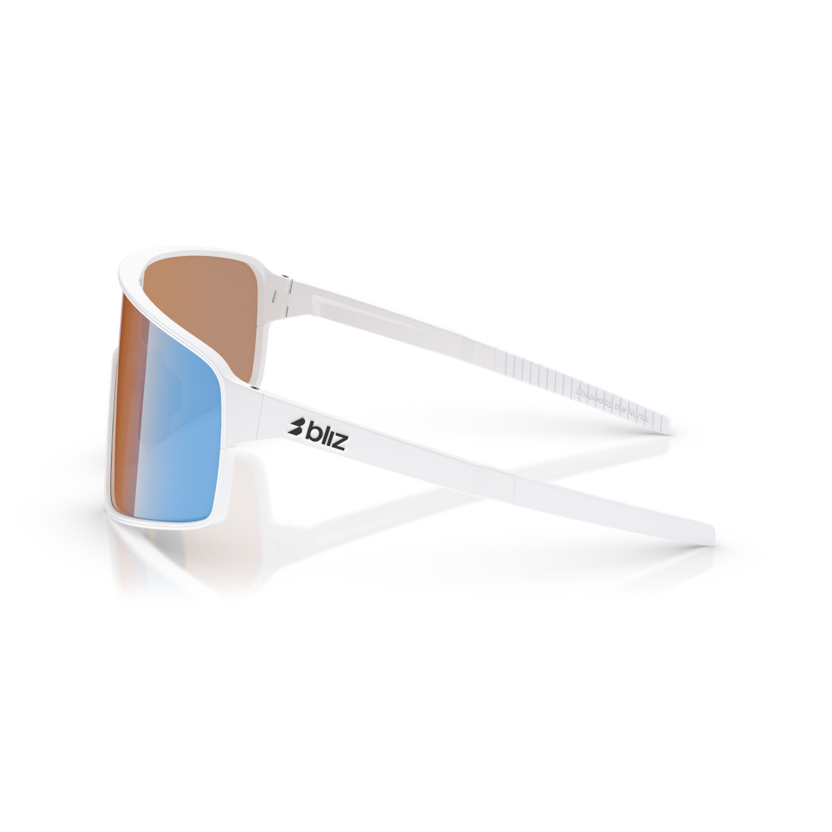 BLIZ P001 Small saulesbrilles | Nano Optics - Nordic Light | Matte White - Coral Orange Blue
