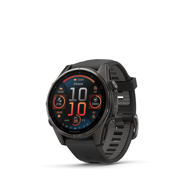 Garmin fēnix® 8 Amoled Titanium - Safīra viedpulkstenis | 43 mm | Oglekļa pelēks - melns