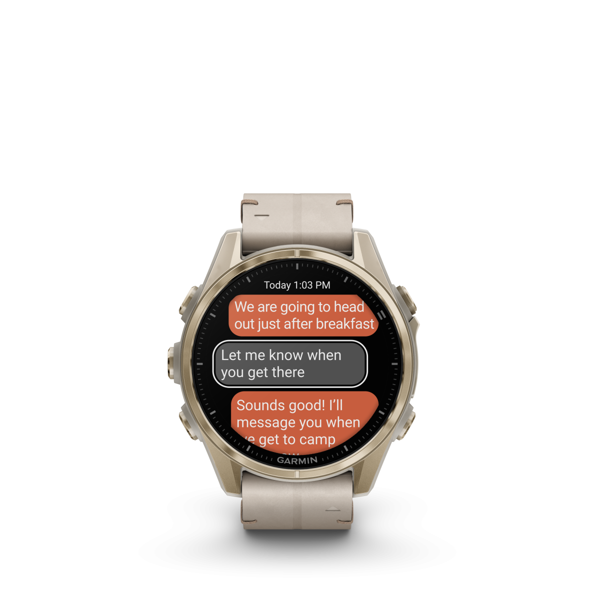Garmin fēnix® 8 Amoled Titanium - Sapphire viedpulkstenis | 43 mm | Zelts - Kaļķakmens āda