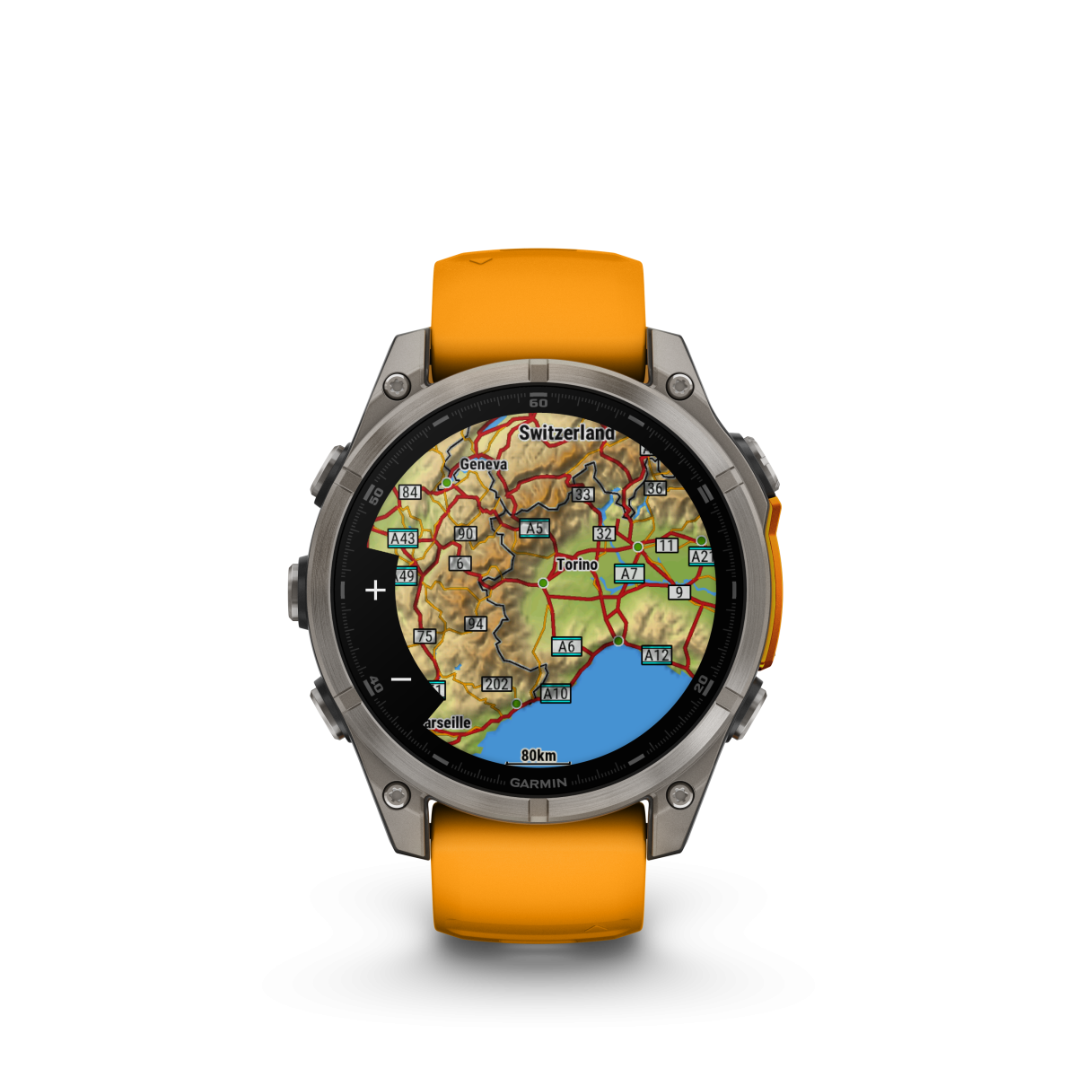Garmin fēnix® 8 Amoled Titanium - Sapphire viedpulkstenis | 47 mm | Titāns - Spark Orange