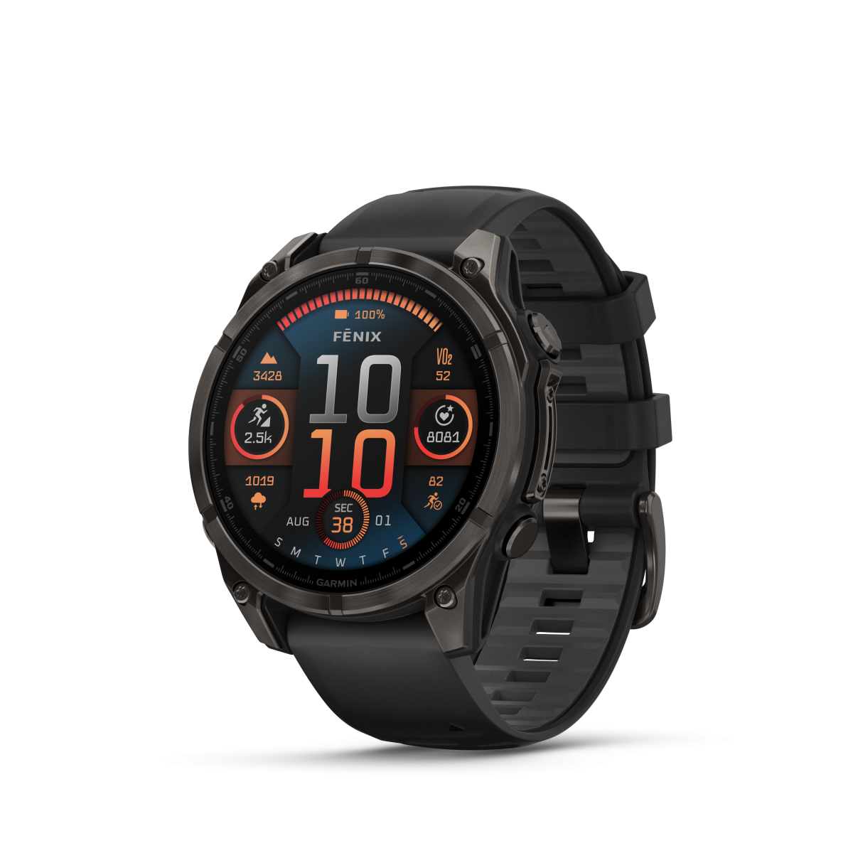 Garmin fēnix® 8 Amoled Titanium - Sapphire viedpulkstenis | 47 mm | Oglekļa pelēks - melns