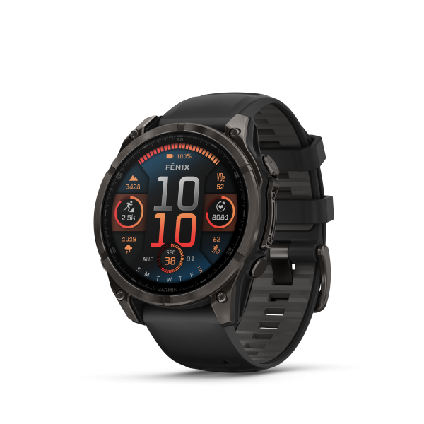 Garmin fēnix® 8 Amoled Titanium - Sapphire viedpulkstenis | 47 mm | Oglekļa pelēks - melns