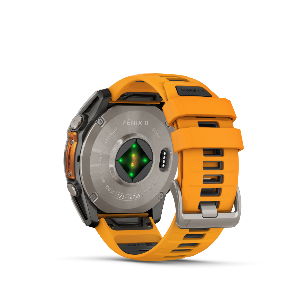 Garmin fēnix® 8 Amoled Titanium - Sapphire viedpulkstenis | 51 mm | Titāns - Spark Orange