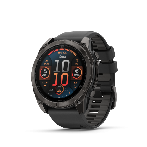 Garmin fēnix® 8 Amoled Titanium - Sapphire viedpulkstenis | 51 mm | Oglekļa pelēks - melns