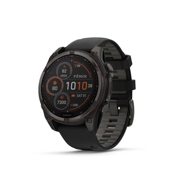 Garmin fēnix® 8 Solar Titanium - Safīra viedpulkstenis | 47 mm | Oglekļa pelēks - melns