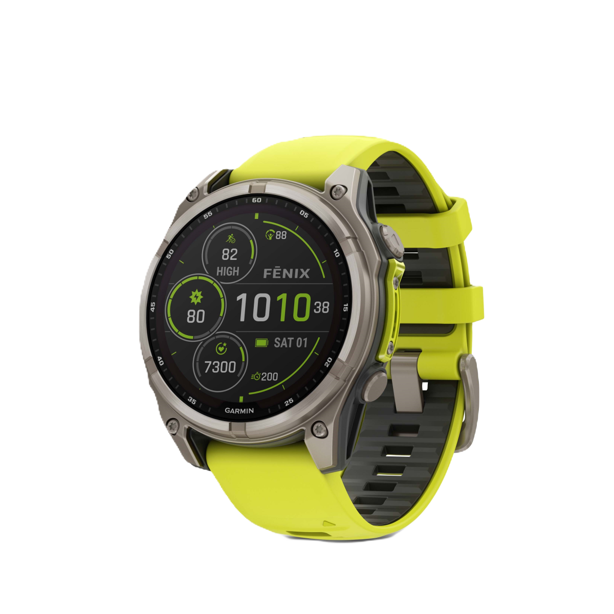 Garmin fēnix® 8 Solar Titanium - Safīra viedpulkstenis | 47 mm | Titāns - Dzeltens pastiprinātājs