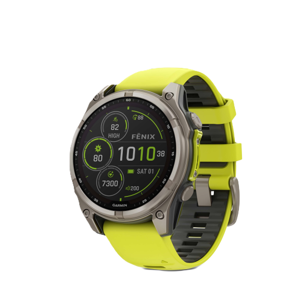 Garmin fēnix® 8 Solar Titanium - Safīra viedpulkstenis | 47 mm | Titāns - Dzeltens pastiprinātājs