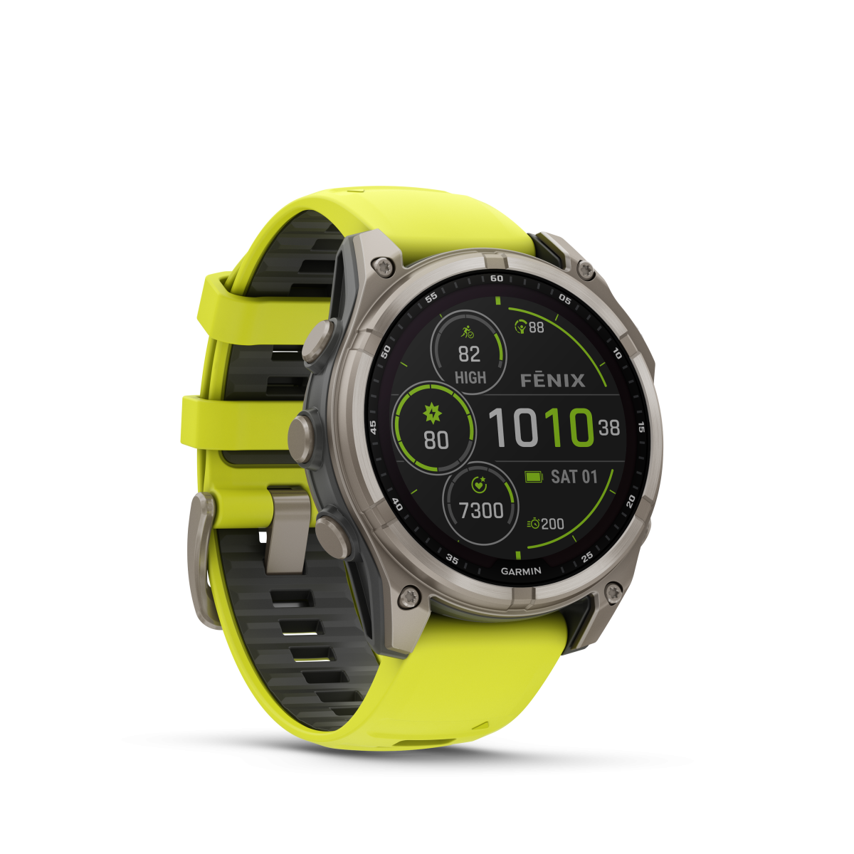 Garmin fēnix® 8 Solar Titanium - Safīra viedpulkstenis | 47 mm | Titāns - Dzeltens pastiprinātājs