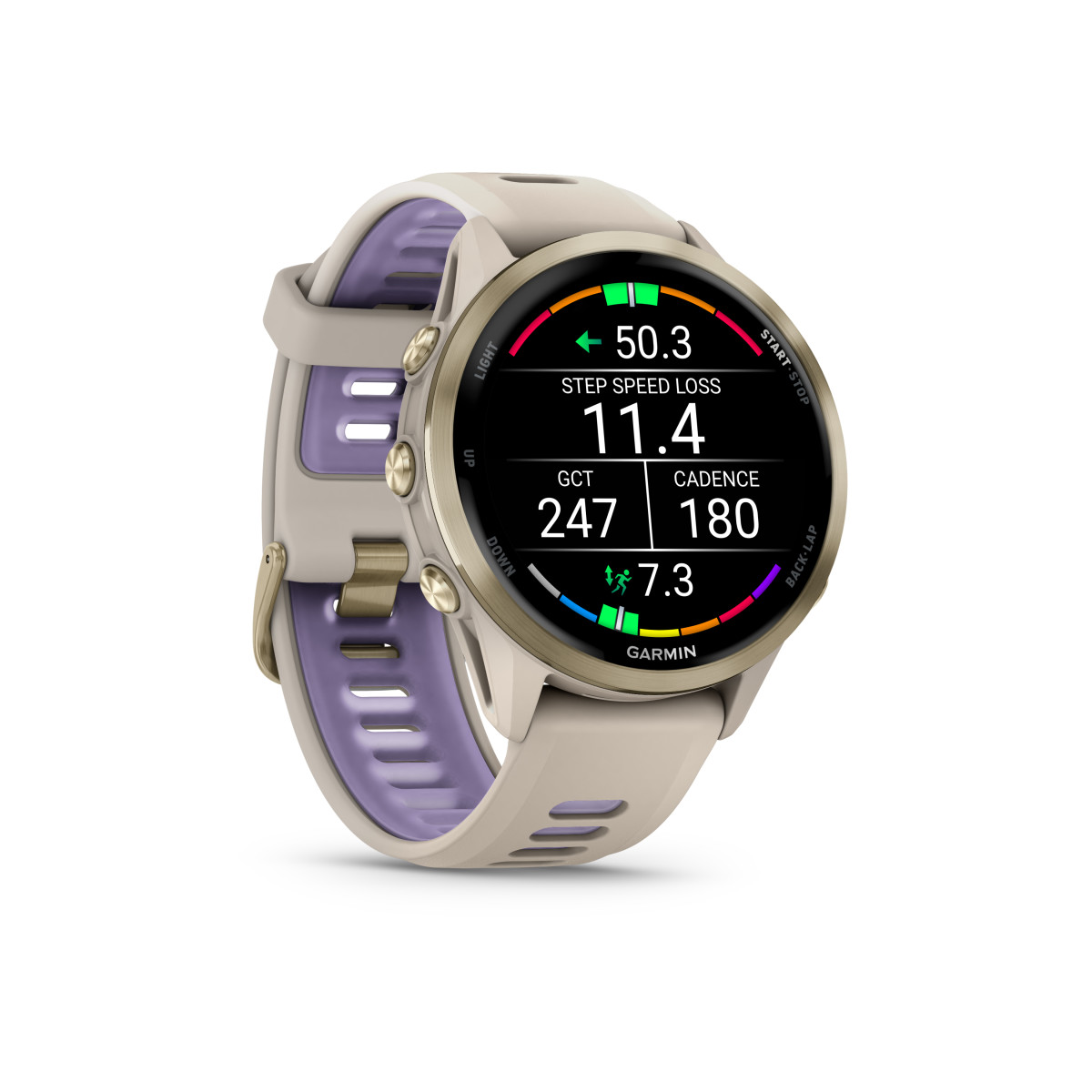 Garmin Forerunner® 970 viedpulkstenis | Gold Titanium - French Gray - Indigo