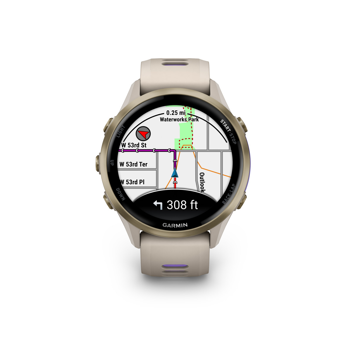 Garmin Forerunner® 970 viedpulkstenis | Gold Titanium - French Gray - Indigo