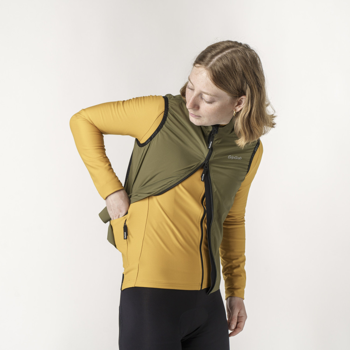 GripGrab PACR Vēja necaurlaidīga viegla sieviešu veste | Olive Green