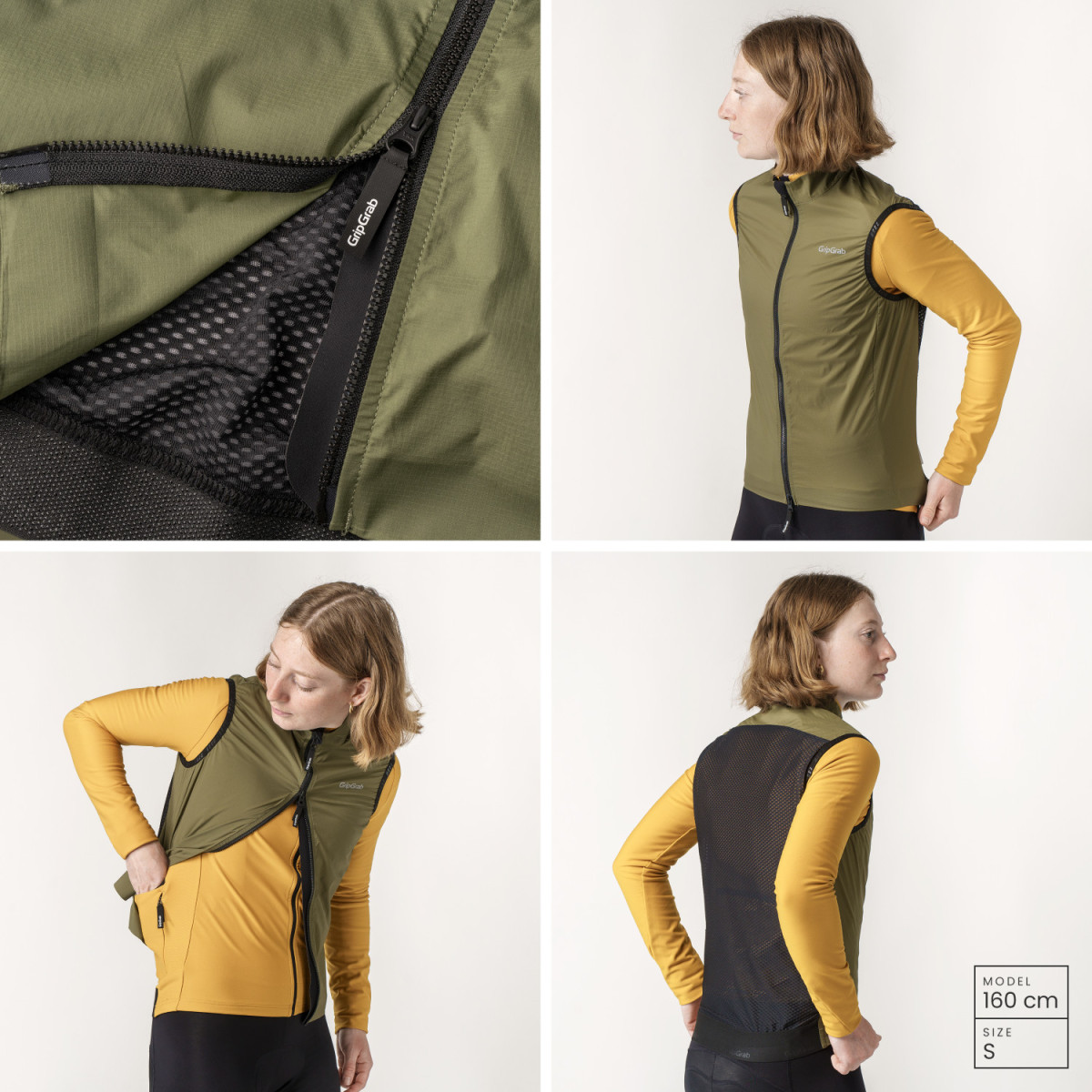 GripGrab PACR Vēja necaurlaidīga viegla sieviešu veste | Olive Green