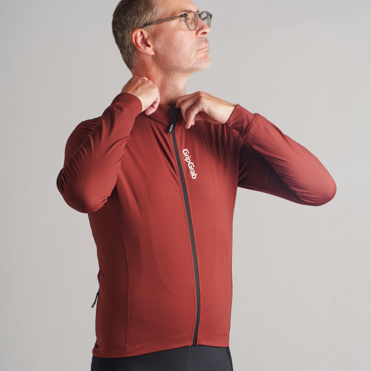 GripGrab Ride Thermal Men's velokrekls ar garām piedurknēm | Dark Red