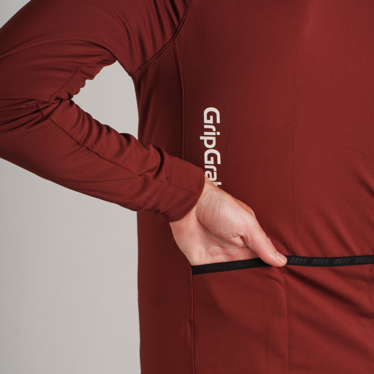 GripGrab Ride Thermal Men's velokrekls ar garām piedurknēm | Dark Red
