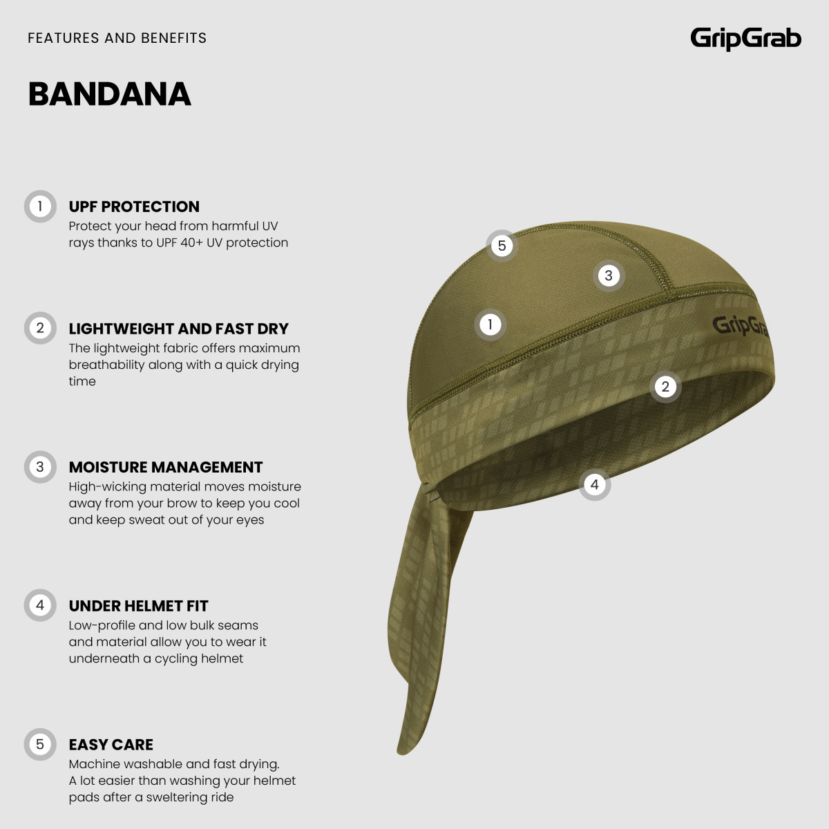 GripGrab šalle “Bandana” | Olive Green