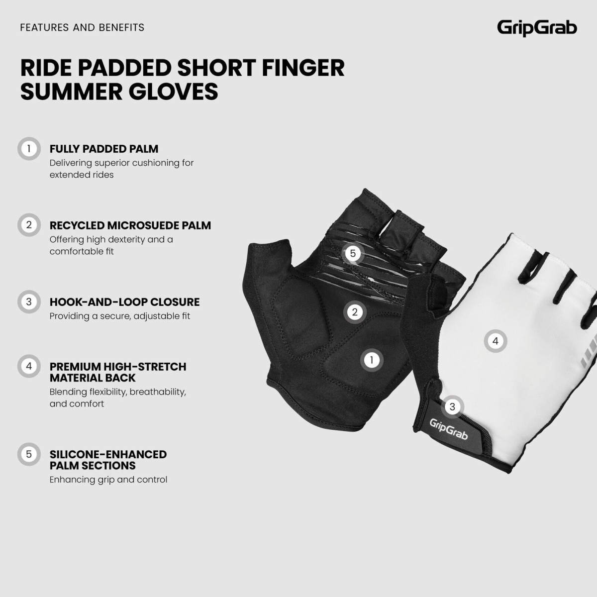 GripGrab Ride Padded cimdi | White
