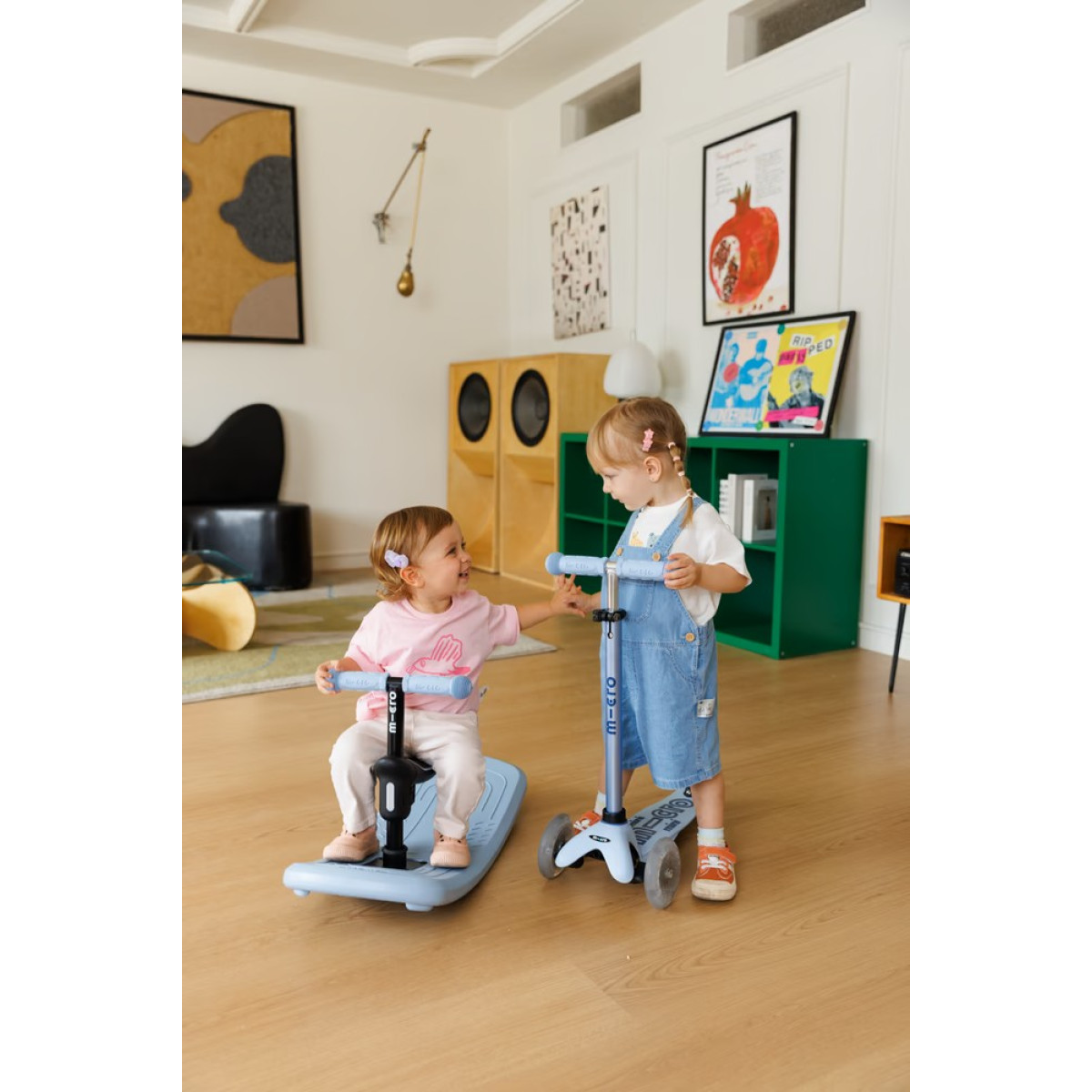 Mini Micro Deluxe Rock & Go LED skūteris | Ocean Slate