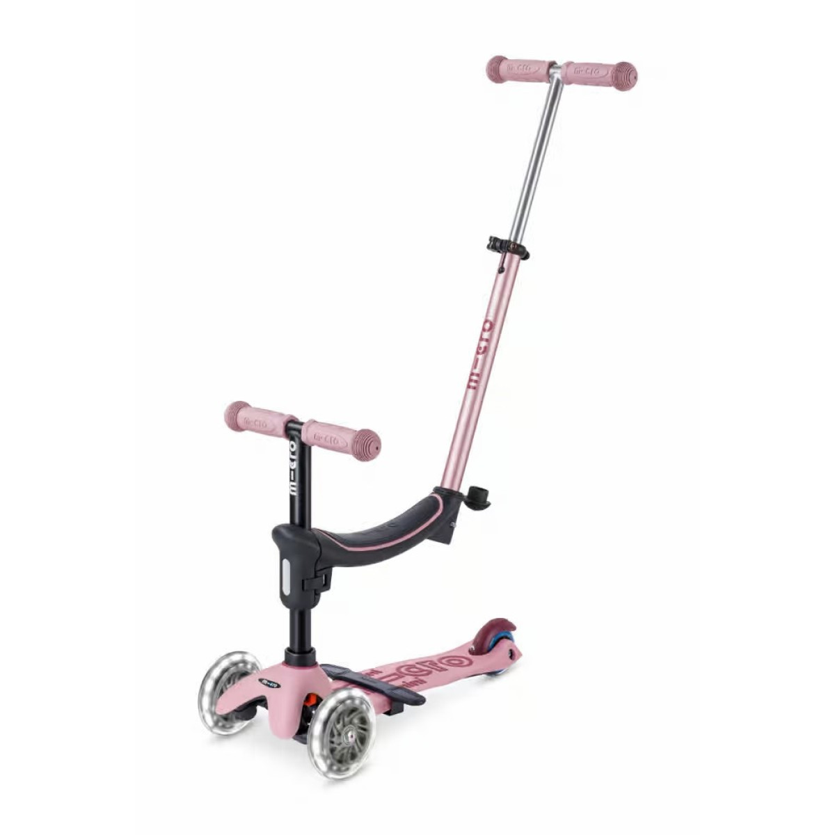 Mini Micro Deluxe Rock & Go LED skūteris | Dusty Rose