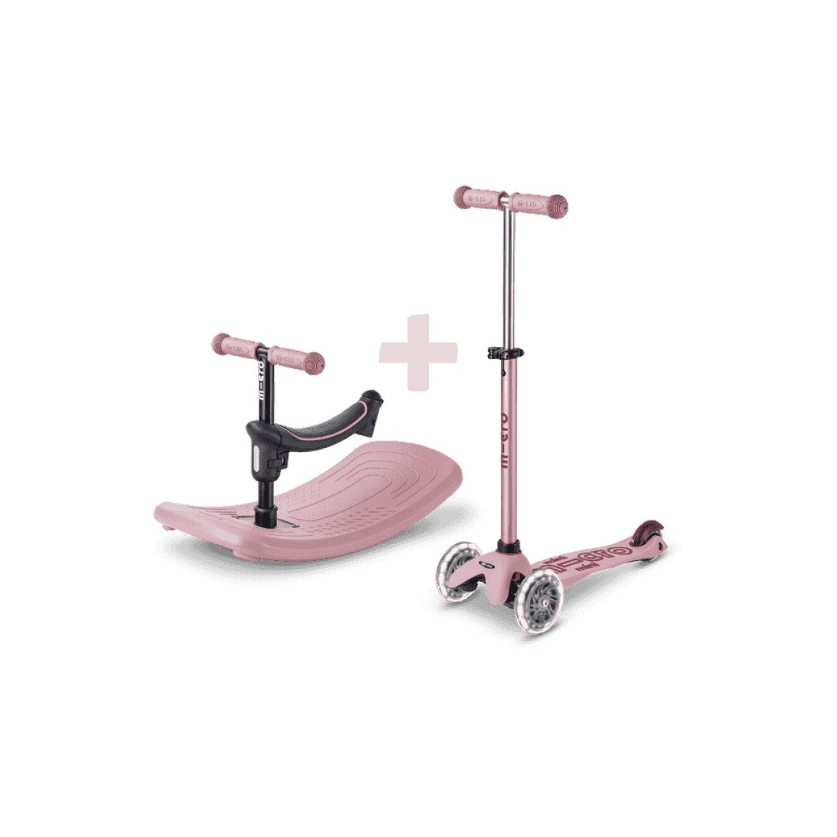 Mini Micro Deluxe Rock & Go LED skūteris | Dusty Rose