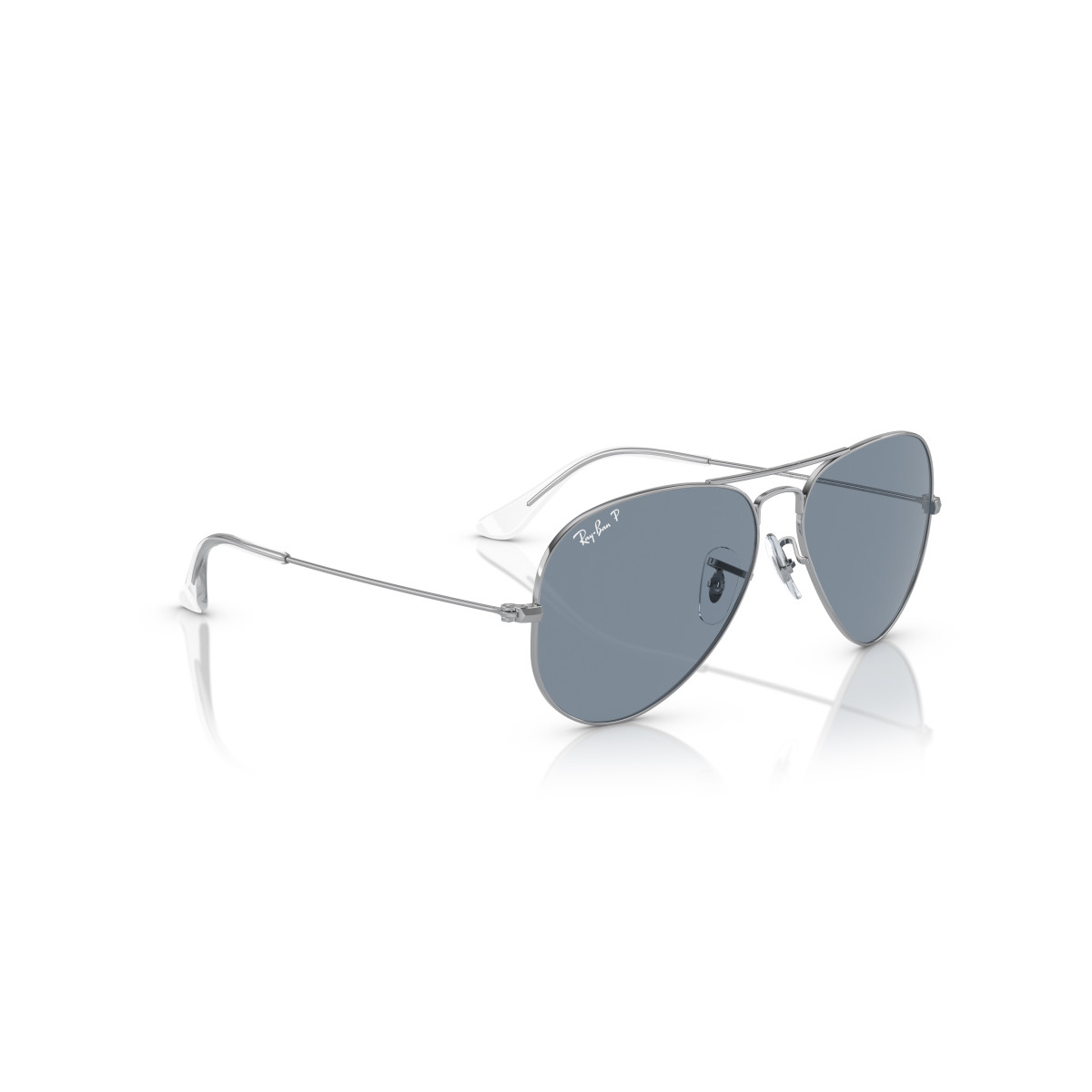 Ray-Ban Aviator Metal Large saulesbrilles | Polarized | Silver - Blue