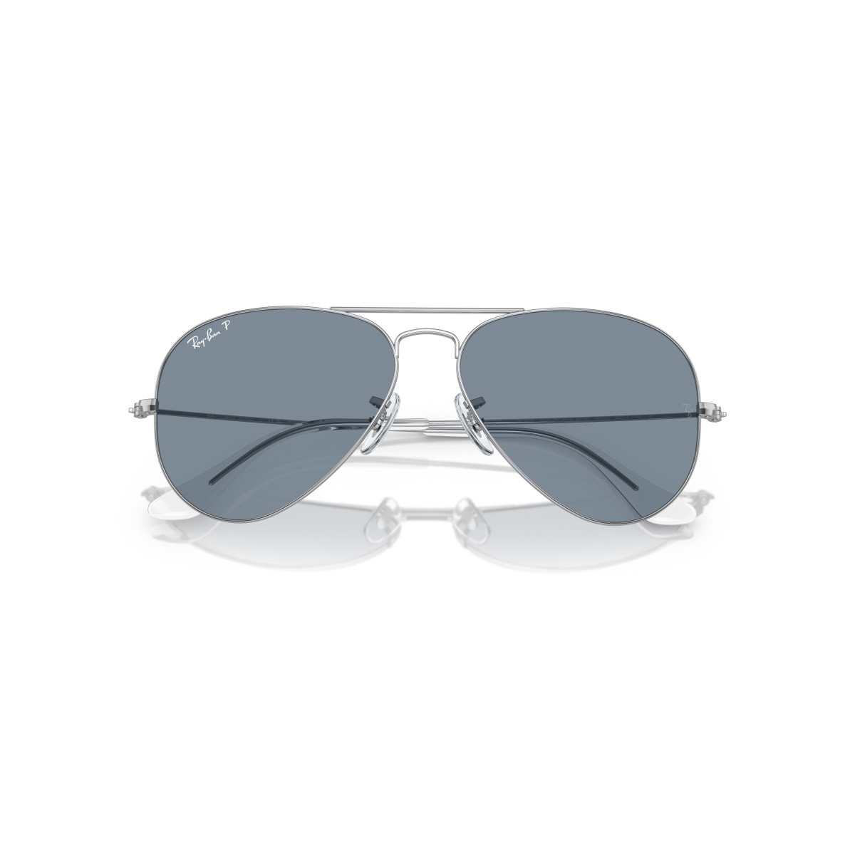 Ray-Ban Aviator Metal Large saulesbrilles | Polarized | Silver - Blue